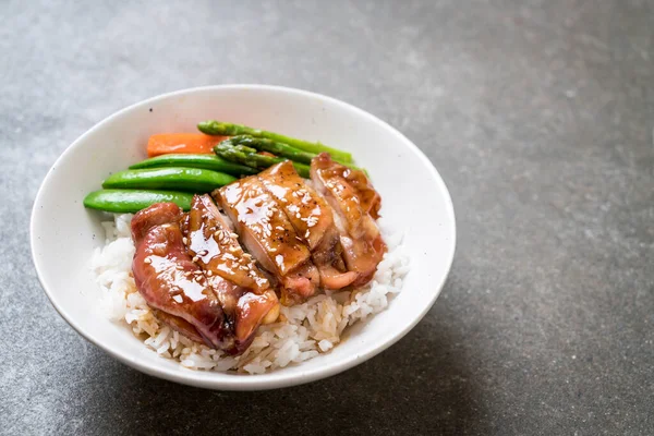 Teriyaki Pollo Arroz Bowl Comida Asiática Estilo — Foto de Stock