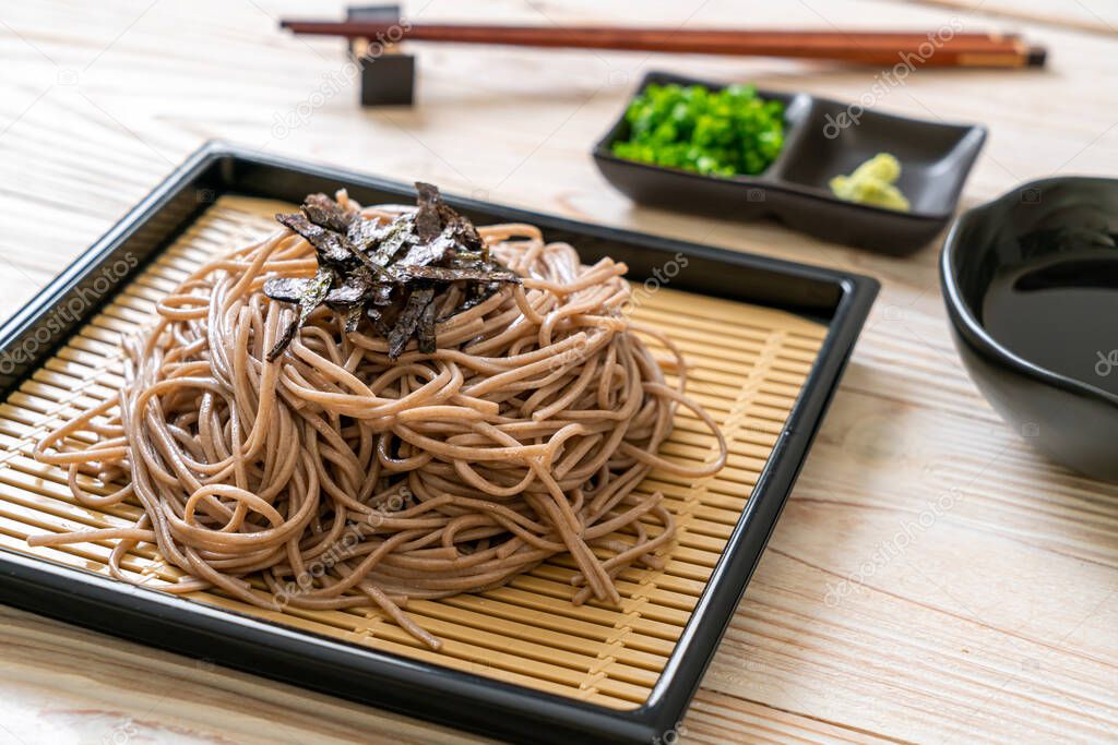 cold buckwheat soba noodles or zaru ramen - Japanese food style
