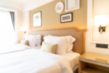 Özet olarak, arka plan için soyut bulanıklık ve odaksız otel odası