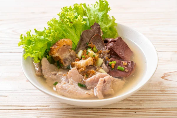 Pork Entrails Blood Jelly Soup Bowl Rice Asian Food Style — Stock Photo, Image