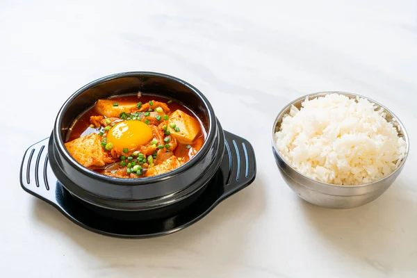 Kimchi Suppe Mit Tofu Und Oder Koreanischem Kimchi Eintopf Traditionelles — Stockfoto