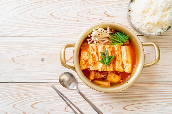 Soupe Kimchi Tofu Doux Ragoût Kimchi Coréen Style Traditionnel Coréen — Photo