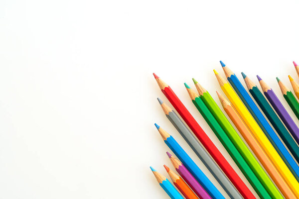 color pencil on white background with copy space