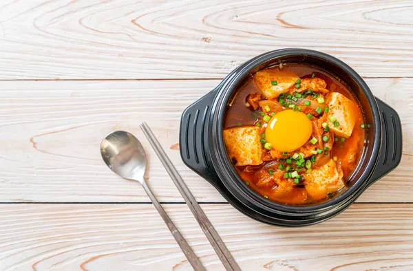 Inggris Kimchi Soup Tofu Egg Korean Kimchi Stew Korean Food — Stok Foto