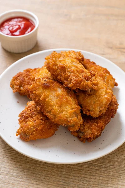 Gebratene Chicken Wings Mit Ketchup Ungesundes Essen — Stockfoto