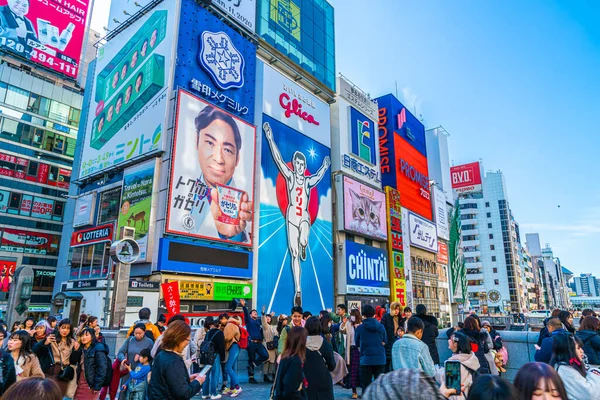 Osaka Japan Jan 2020 Touristen Besuchen Shinsaibashi Shopping Street Dotonbori — Stockfoto