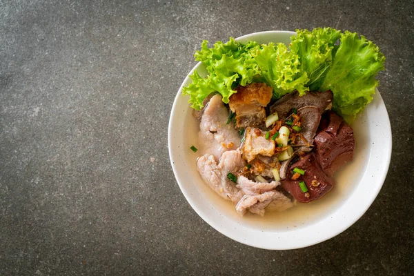 Schweineingeweide Und Blutgelee Suppenschale Mit Reis Asiatische Küche — Stockfoto
