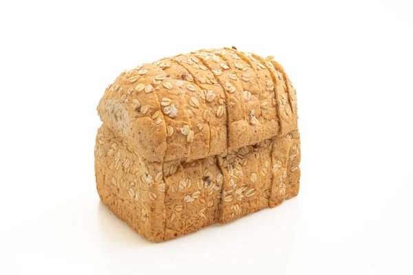 白色背景下孤立的切片全麦面包 — 图库照片