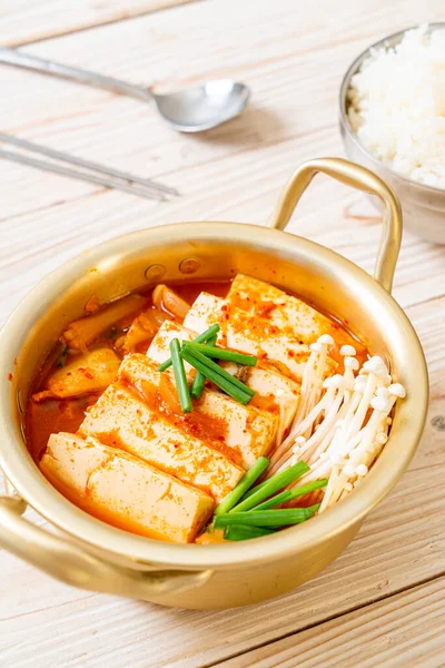 Kimchi Soup Soft Tofu Korean Kimchi Stew Korean Food Traditional — Stock Photo, Image