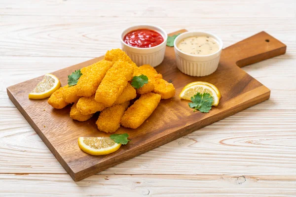 fried fish finger stick or french fries fish with sauce