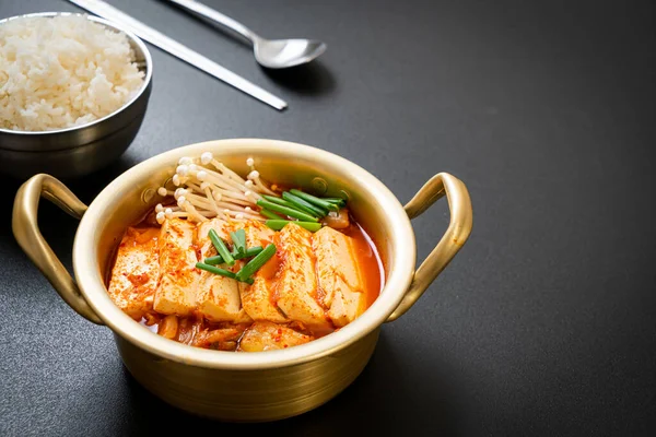 Kimchi Soup Soft Tofu Korean Kimchi Stew Korean Food Traditional — Stock Photo, Image