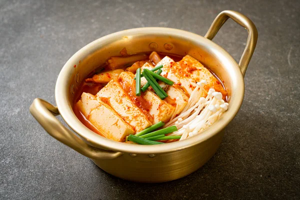 Soupe Kimchi Tofu Oeuf Ragoût Coréen Kimchi Style Traditionnel Coréen — Photo