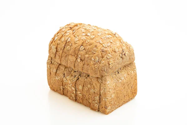 Krájený Celozrnný Chléb Izolované Bílém Pozadí — Stock fotografie
