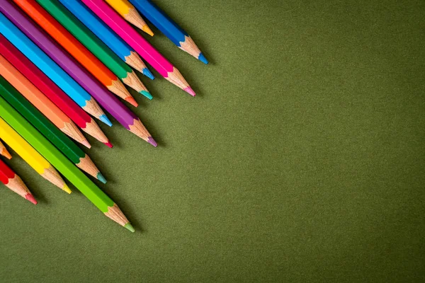 Color Pencil Green Background Copy Space Stock Photo