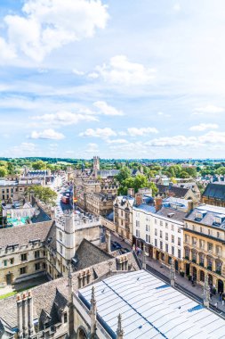 Oxford, İngiltere - 29 Ağustos 2019: Birleşik Krallık 'ın High angle view of Oxford, Birleşik Krallık.