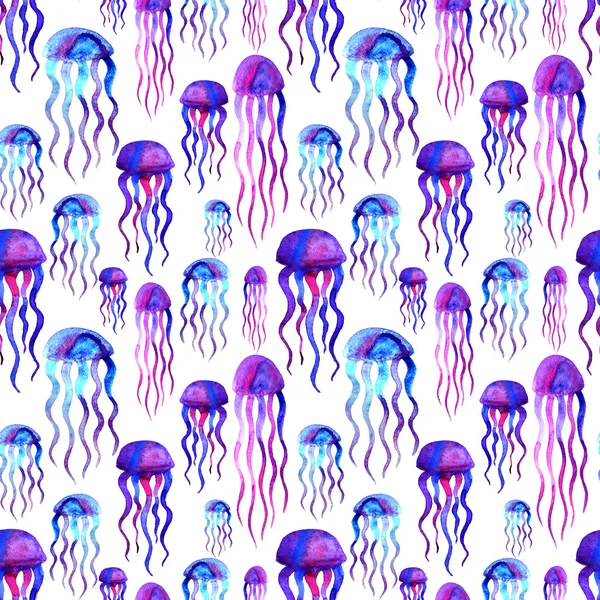 Medusas desenhadas à mão. Padrão aquarela . — Fotografia de Stock