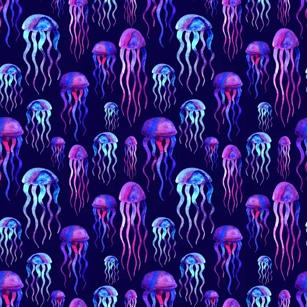 Hand drawn jellyfish. Watercolor pattern. — Stock Photo, Image