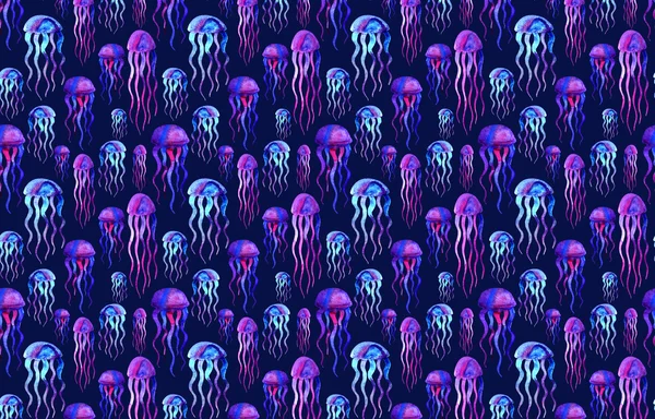 손 그려진된 해파리입니다. 수채화 패턴. — 스톡 사진