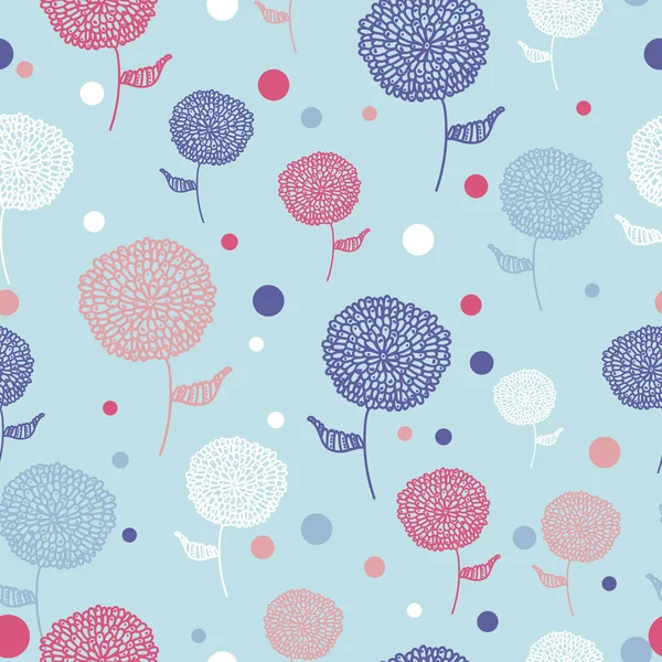 Απρόσκοπτη λουλούδι μοτίβο φόντου ροζ μπλε doodle — Διανυσματικό Αρχείο