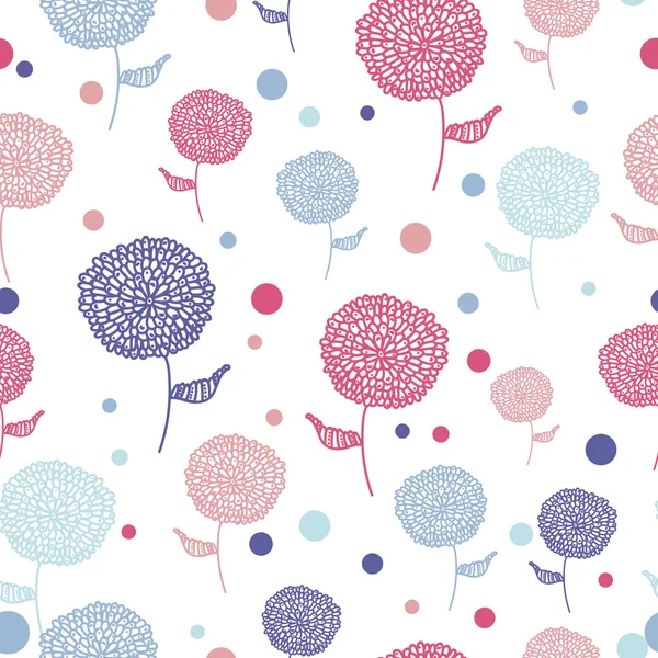 Nahtlose Blume rosa blau Doodle Hintergrundmuster — Stockvektor