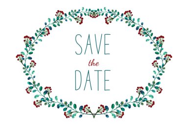 Çerçeve çiçek ve yaprakları, suluboya resim çizme. Bahar ya da yaz tasarım için tebrik kartları düğün davet,