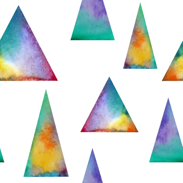 Vektor Aquarell nahtlose Muster. mit Kolofrul-Dreiecken auf weißem Hintergrund — Stockvektor