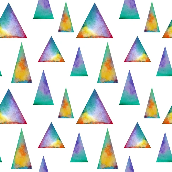 Vector Watercolor seamless pattern. With colofrul triangles on white background — Διανυσματικό Αρχείο
