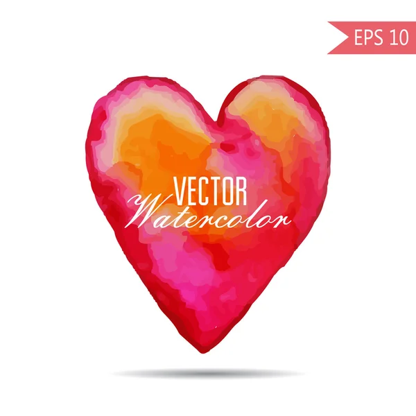 Watercolor painted red pink orange heart, vector element for your design. Hand-drawn. On white background Stock Vector