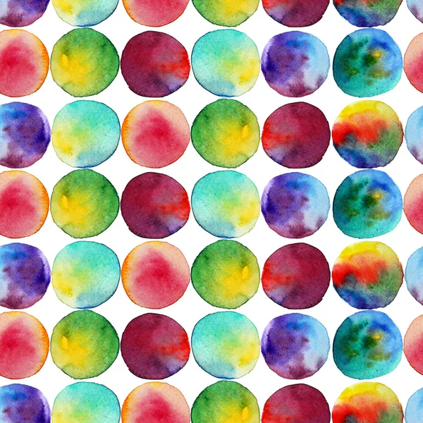 Nahtloses Muster. Aquarell abstrakten Hintergrund. runde Pinselstriche. auf weiß. farbenfroher und endloser Regenbogen — Stockfoto