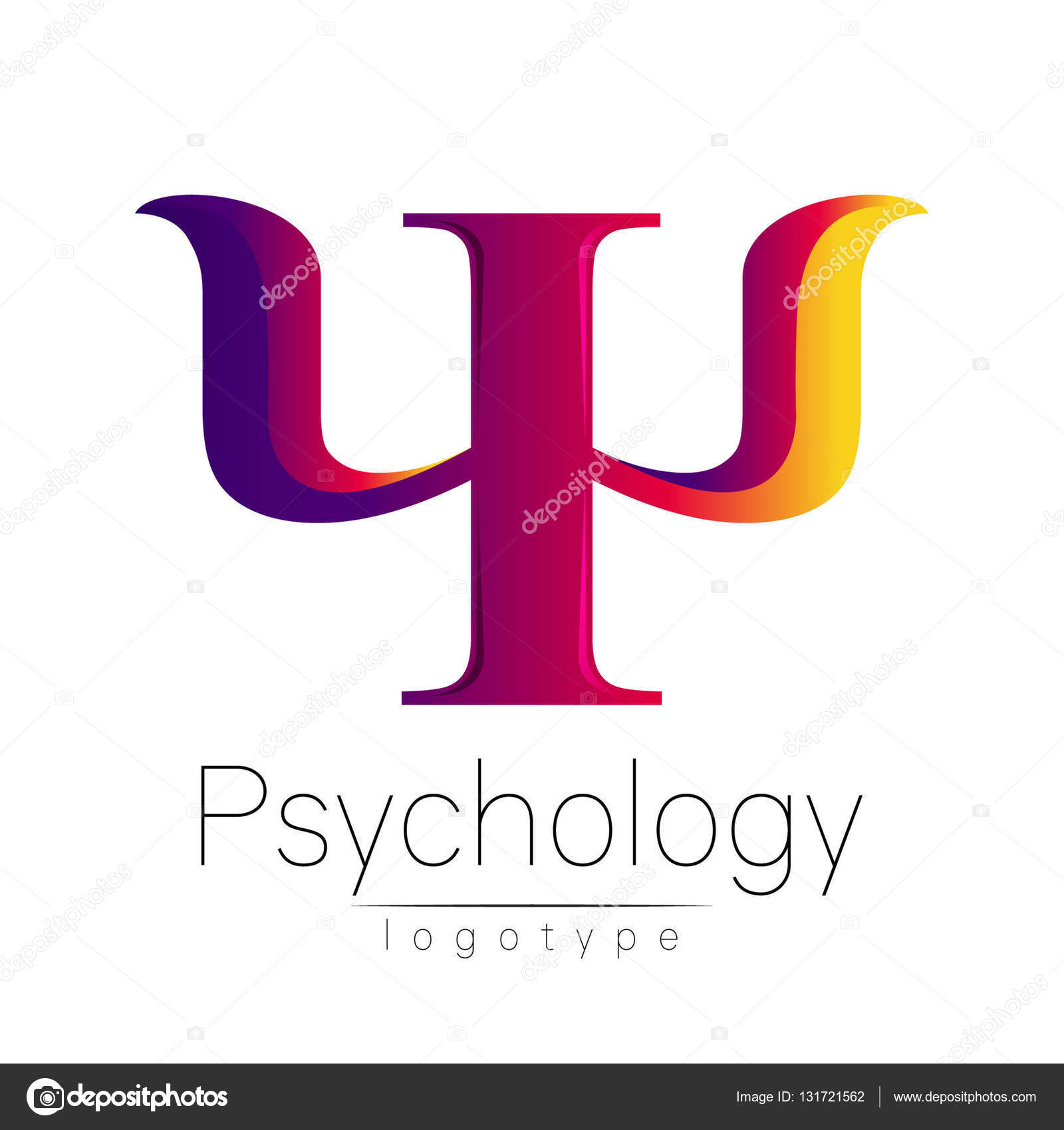 Logotipo de la psicología. PSI. Estilo creativo. Logotipo en vectores