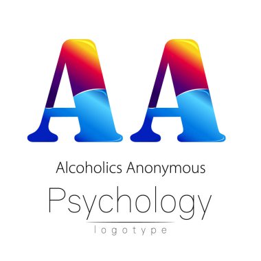 Modern logo of Psychology. Creative style. Logotype in vector. Design concept. Brand company. Blue and red color letter A on white background. Symbol alcoholics anonymous. clipart