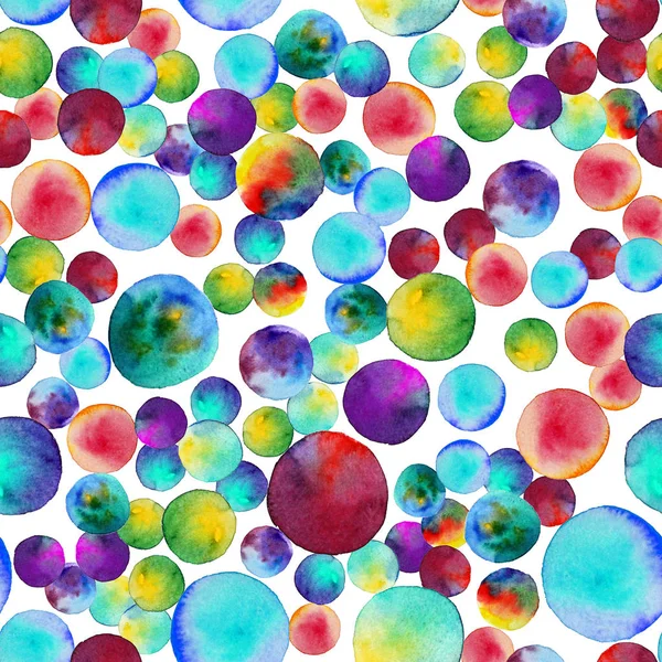 Seamless mönster. Akvarell abstrakt bakgrund. runda penseldrag. På vitt. Färgglada och ändlösa rainbow — Stockfoto