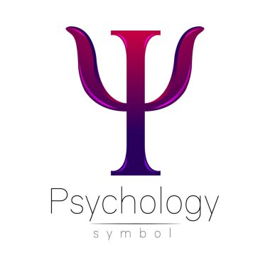 Modern logo psikoloji. Psi. Yaratıcı tarzı. Logo vektör. Tasarım konsepti. Marka şirket. Menekşe renk mektup beyaz arka plan üzerinde. Web, baskı, kart, el ilanı simgesi.