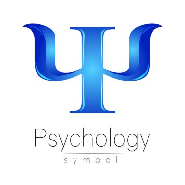 Modern logo psikoloji. Psi. Yaratıcı tarzı. Logo vektör. Tasarım konsepti. Marka şirket. Beyaz zemin üzerine mavi renk mektup. Web, baskı, kart, el ilanı simgesi.