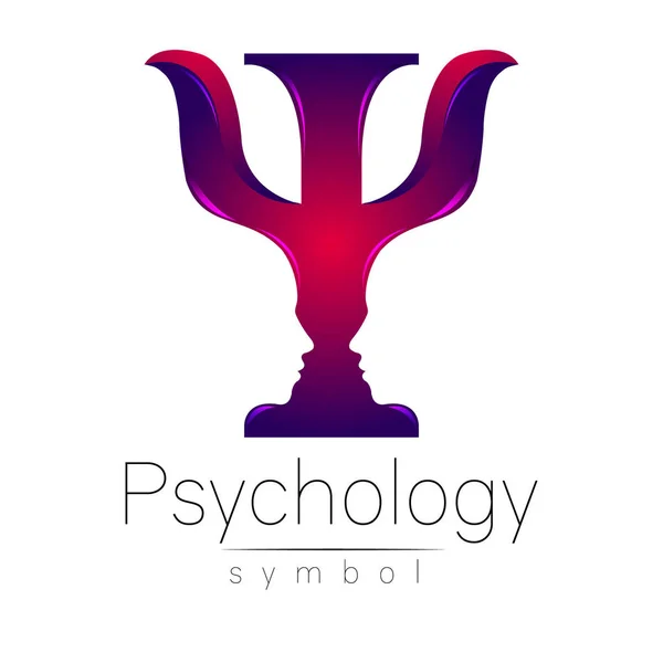 Modernes Logo der Psychologie. psi. kreativen Stil. Logotyp im Vektor. Designkonzept. Markenunternehmen. violette Farbe Buchstabe auf weißem Hintergrund. Symbol für Web, Print, Karte, Flyer. — Stockvektor