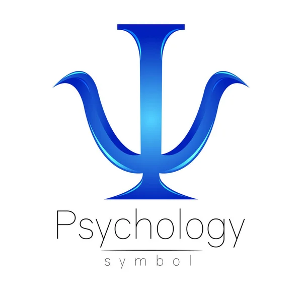심리학의 현대 로고입니다. Psi입니다. 크리에이 티브 스타일입니다. 벡터에서 로고입니다. 디자인 개념입니다. 브랜드 회사입니다. 흰색 바탕에 파란색 편지입니다. 웹, 인쇄, 카드, 전단지에 대 한 기호. — 스톡 벡터