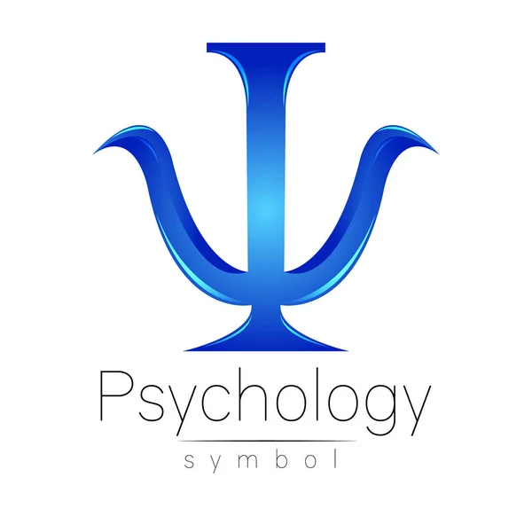 Logo moderno de la Psicología. Psi. Estilo creativo. Logotipo en vector. Concepto de diseño. Compañía de marca. Letra de color azul sobre fondo blanco. Símbolo para web, impresión, tarjeta, volante . — Archivo Imágenes Vectoriales