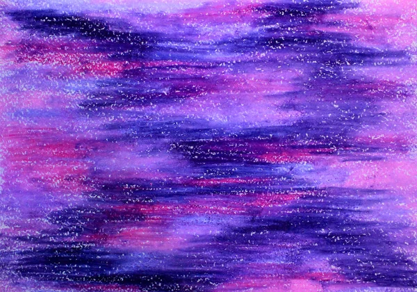 Kleurrijke pastel tekening. Handgemaakte die stijl. Violet textuur. Achtergrond te schetsen. De kunst van de kinderen. Aquarel papier. Kind ontwerp. Regenboog verf ruimte patroon. — Stockfoto