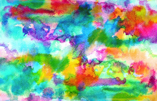 Abstract blue rainbow ink painting on grunge paper texture. Hand painted watercolor background.  wash. Illustration stain and spot. Bright color. Unusual creativity art. — Stock Photo, Image