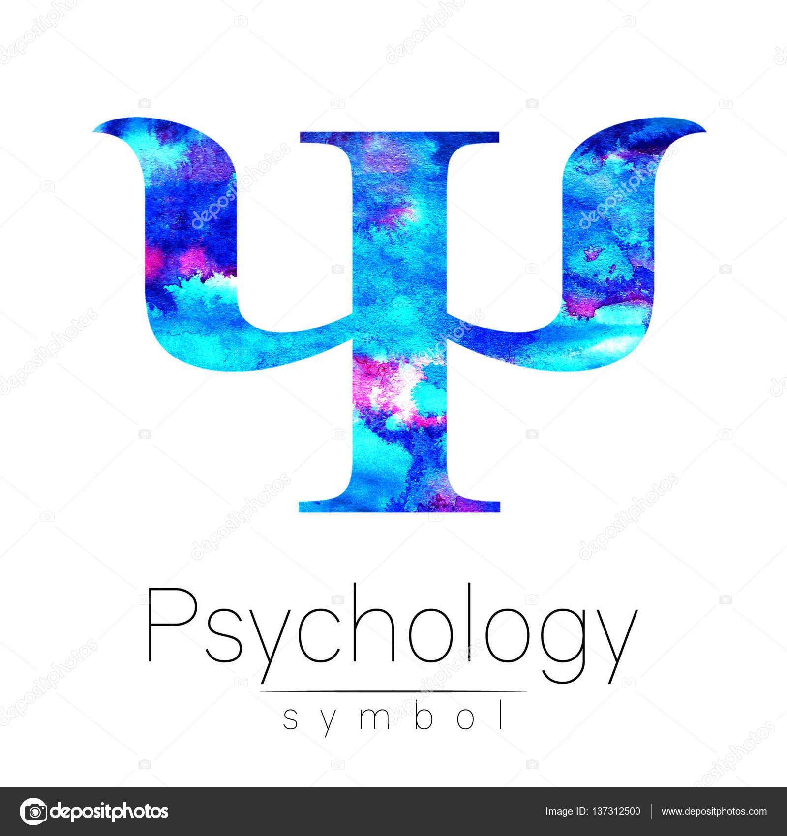 Modern Watercolor Psi logo of Psychology. Creative style ...