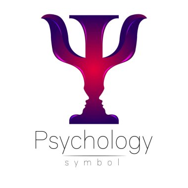 Modern logo psikoloji. Psi. Yaratıcı tarzı. Logo vektör. Tasarım konsepti. Marka şirket. Menekşe renk mektup beyaz arka plan üzerinde. Web, baskı, kart, el ilanı simgesi.