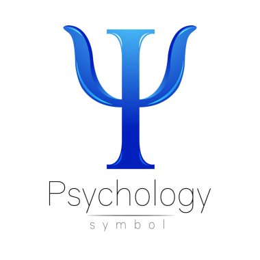 Modern logo psikoloji. Psi. Yaratıcı tarzı. Logo vektör. Tasarım konsepti. Marka şirket. Beyaz zemin üzerine mavi renk mektup. Web, baskı, kart, el ilanı simgesi.