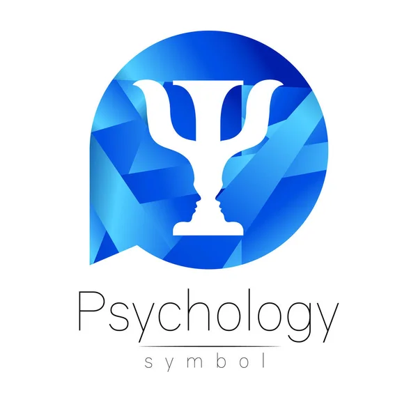 Moderní logo psychologie. Psi. Kreativní styl. Logotyp ve vektoru. Koncepce designu. Značka společnosti. Modrá barva dopis na bílém pozadí. Symbol pro web, tisk, karta, leták. — Stockový vektor