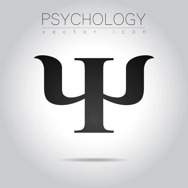 Logo moderne de la psychologie. Psi. Style créatif. Logotype dans le vecteur. Concept de design. Entreprise de marque. Lettre de couleur grise noire sur fond blanc. Symbole pour web, impression, carte, flyer . — Image vectorielle