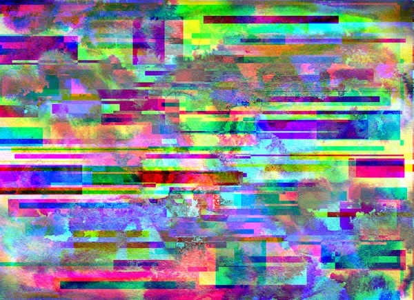 Glitch bakgrund. Datorskärmsfel. Digital pixel buller abstrakt design. Fotofel. Tv-signalen slutar fungera. Data förfaller. Tekniska problem grunge tapet. Färgglada ljud — Stockfoto