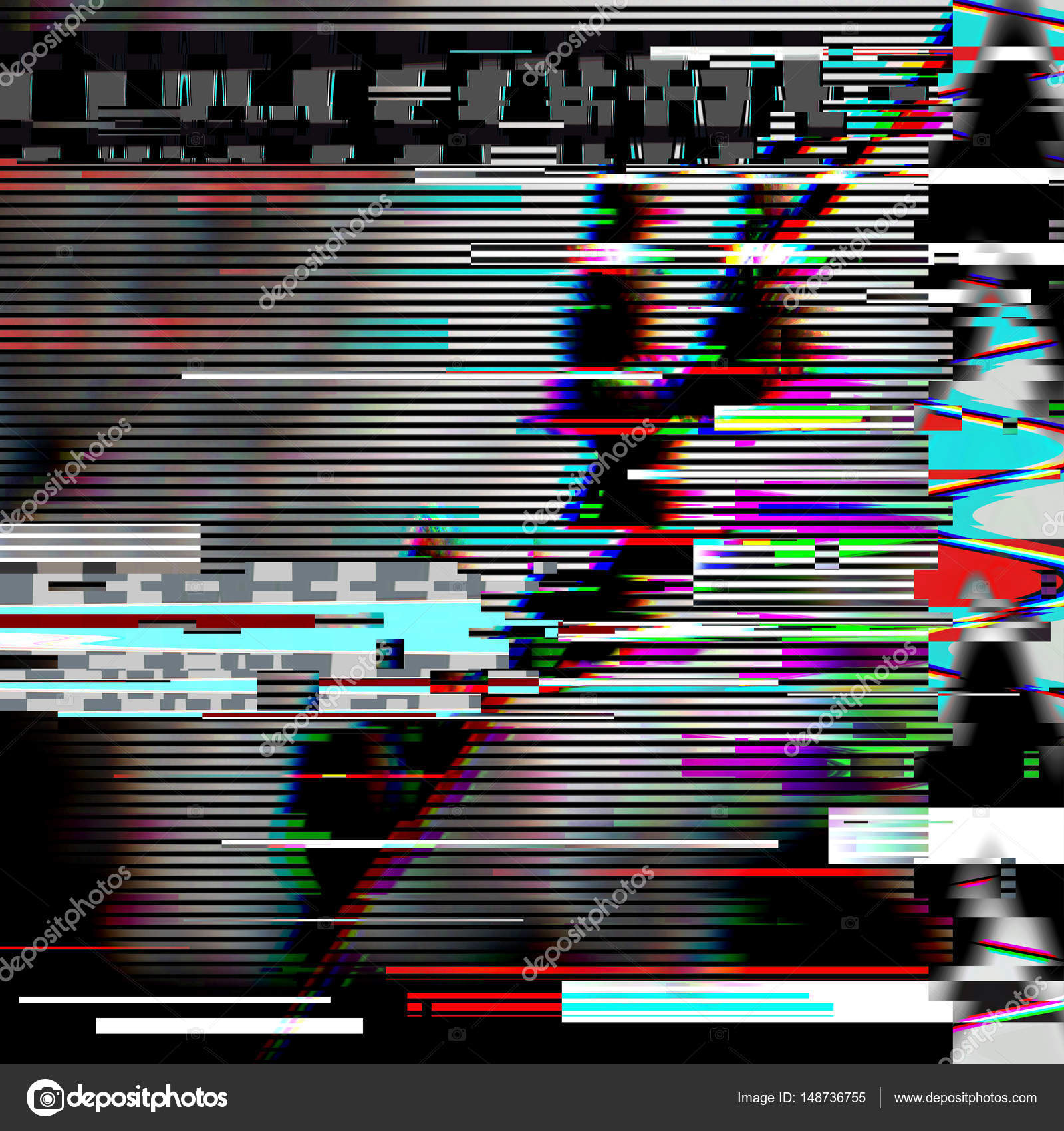 Digital glitch effect on computer or TV screen