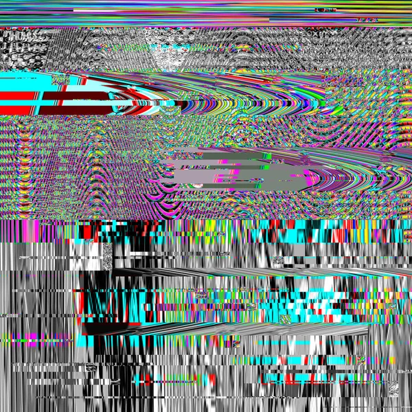 Glitch fundo psicodélico. Erro na tela da TV antiga. Design abstrato de ruído de pixel digital. Insectos informáticos. O sinal da televisão falha. Problema técnico grunge papel de parede. Ruído colorido — Fotografia de Stock