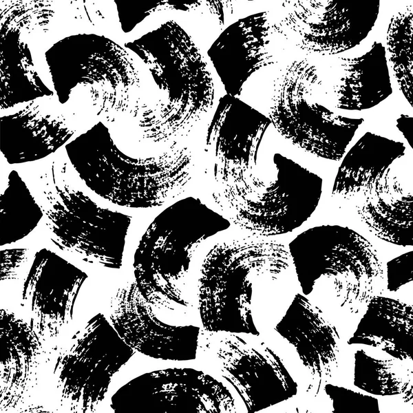 Vector naadloos patroon met penseelstrepen en strepen. Zwarte kleur op witte achtergrond. Handgeschilderde grange textuur. Inkt geometrische elementen. Mode moderne stijl. Eindeloze stofdruk. — Stockvector