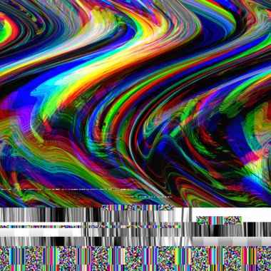 Glitch psychedelic background. Old TV screen error. Digital pixel noise abstract design. Photo glitch. Television signal fail. Technical problem grunge wallpaper. Colorful noise clipart