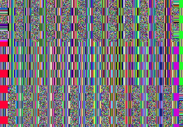 Glitch fundo psicodélico. Erro na tela da TV antiga. Design abstrato de ruído de pixel digital. Falha fotográfica. O sinal da televisão falha. Problema técnico grunge papel de parede. Ruído colorido — Fotografia de Stock